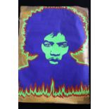 JIMI HENDRIX POSTER - rare and original black light Hendrix "In Flames" / "Fire" poster designed by