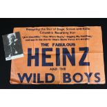HEINZ AND THE WILD BOYS - orange poster with black text from c1964 along with a signed promotional