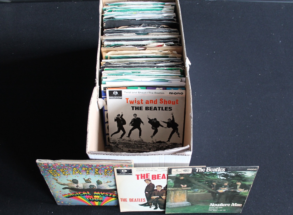 BEATLES AND RELATED - Large collection of around 100 x 7" singles to include many early original