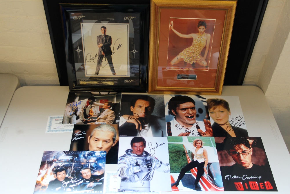 JAMES BOND - a collection of x11 James Bond related photos and autographs to include a framed and