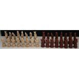 JAPANESE CHESS SET - a full chess set of Japanese red and white figures made from resin.