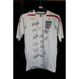 2008 ENGLAND FOOTBALL SHIRT - a 2008 England football shirt featuring 15 signatures to include