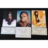 STAR WARS SIGNED PHOTOGRAPHS - Star Wars autographs x3 of actors Peter Mayhew,