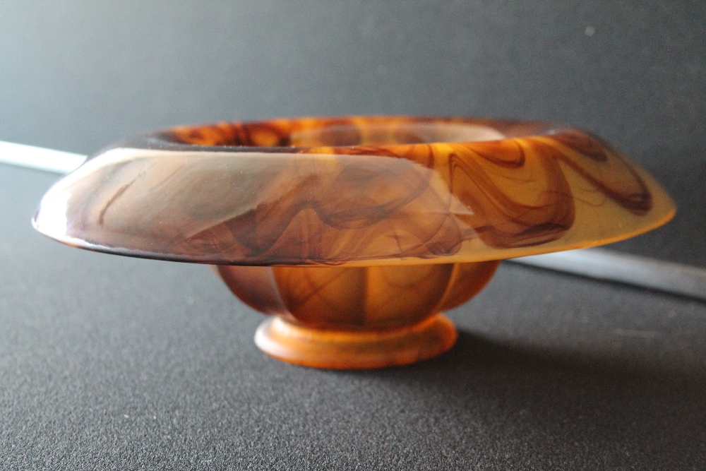 1920s BOWL - a 13" Thomas Davidson styled amber cloud bowl. No immediately discernable makers mark. - Image 2 of 3