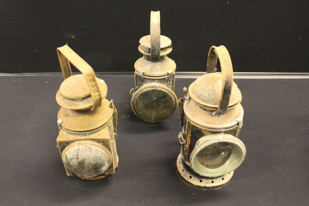 RAILWAYANA - a collection of lamps to include x3 railway lamps (a BR lantern with burner glass