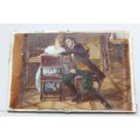 PAINTED TILE - a glass painted tile after Robert Poetzelberger,