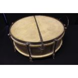 BRASS SNARE DRUM - A brass snare or marching bands drum, double skinned, maker HAWKES & SONS London.