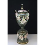 DECORATIVE URN - a flower embellished urn. No immediately discernable makers mark.