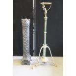 VICTORIAN RADIATOR AND LAMP STAND - a Victorian cast iron upright radiator and a Victorian brass