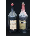 TWO 1200CL BOTTLES - two empty vintage French 1200cl wine bottles, one brown Domaine de La Cuiliere,