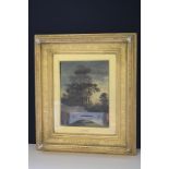 AFTER JEAN BAPTISTE-CAMILLE COROT - a framed oil painted country scene on a mahogany panel.