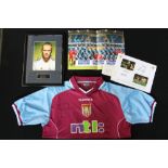 FOOTBALL MEMORABILIA - a range of football memorabilia to include an Aston Villa shirt signed by