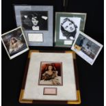 ACTRESS AUTOGRAPHS - a collection of four framed autographs to include Ingrid Bergman, Vivian Leigh,
