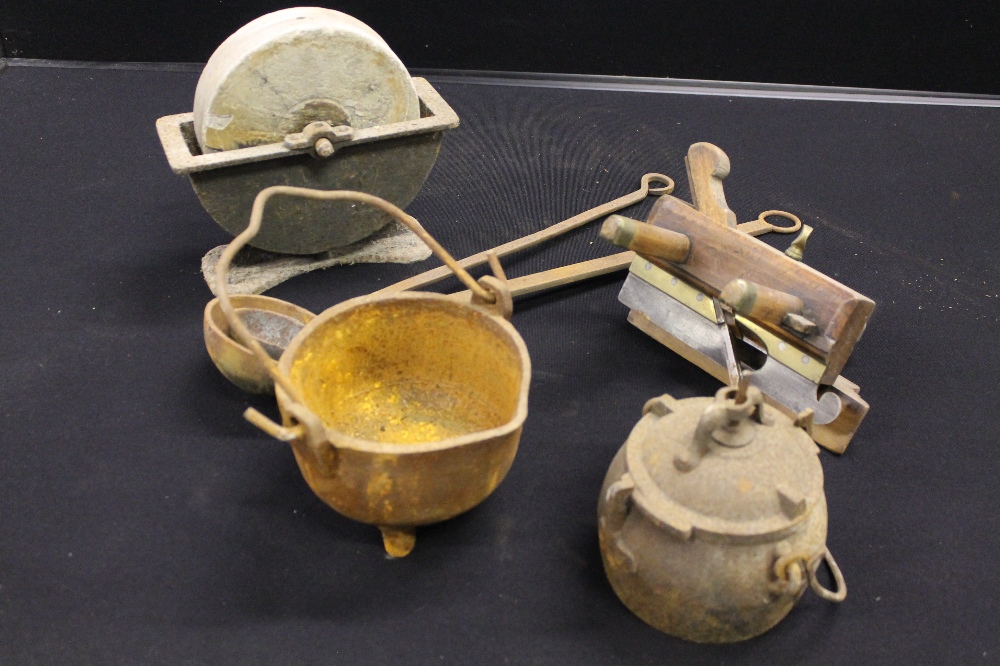 VICTORIAN TOOLS - a selection of Victorian tools to include x2 crucibles, x2 smelting ladles, - Image 3 of 3