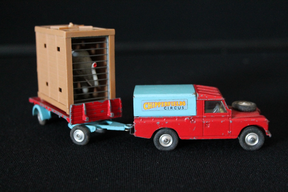 CHIPPERFIELDS CORGI - an unboxed Chipperfields Circus Land-rover with Elephant Cage on trailer