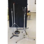 MICROPHONE STANDS - a collection of 5 microphone stands, (one lower base only).