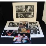 BOXING - 3 card mounted black and white photographic displays signed by Sir Henry Cooper and 4