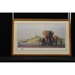 DAVID SHEPHERD - a limited edition framed print of 'Evening in Africa' by David Shepherd.