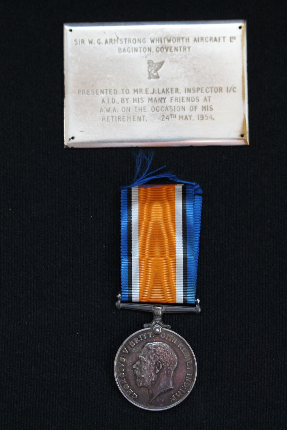 MEDALS - a British George V service medal awarded to E J Laker F 8274  Petty Officer Mechanic Royal