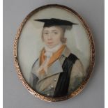 PORTRAIT MINIATURE - a Early C19th miniature painted on Ivory of a scholar c.