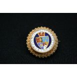ENAMELLED GOLD GUINEA GEORGE III MOURNING BROOCH-  a George III gold guinea enamelled (slight chip