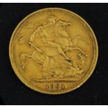 SOVEREIGN - a 1891 gold Sovereign. Condition VF.