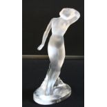 LALIQUE - a Lalique post-war frosted glass crystal figure of a reclining woman with her arm