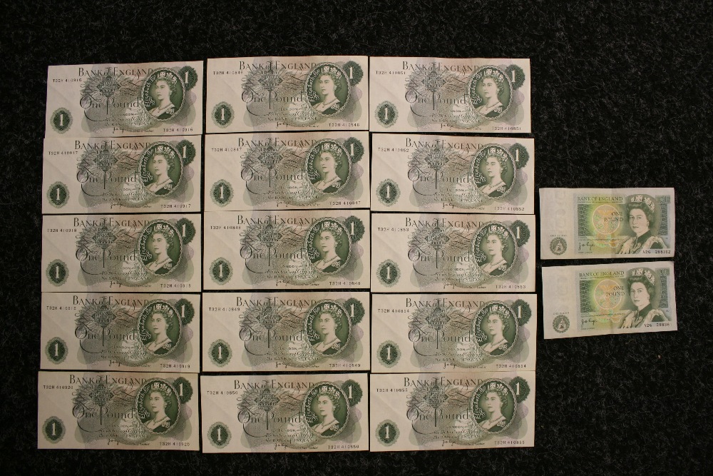 £1 BANK NOTES - a collection of 80 Jo Page one pound British banknotes,