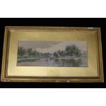 WATERCOLOUR - a gilt framed watercolour by the artist R Mayes, titled 'Maple Durham on the Thames'.