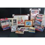 FOOTBALL - a collection of football books and prints to include 2 glass framed prints produced by