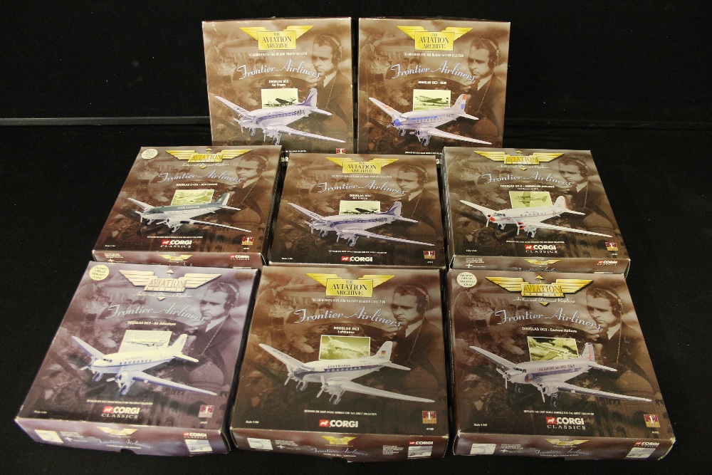 CORGI AEROPLANES/AIRPLANES - FRONTIER AIRLINERS - a collection of 8 packaged The Aviation Archive