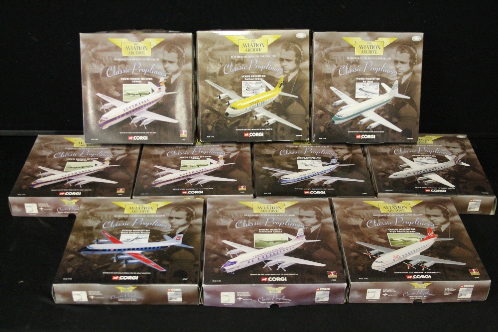 CORGI AEROPLANES/AIRPLANES - CLASSIC PROPLINERS - a selection of 10 packaged The Aviation Archive