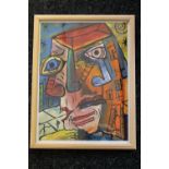 OIL PAINTING - a framed painting titled "Emotions in Me" by Robert Haworth in the style of Picasso.