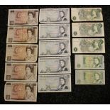 £1/£5/£10 BANK NOTES - a collection of 15 British banknotes to include 5 x ten pound Somerset