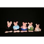 WADE - a set of Wade Nat West Wade Pigs.  One stopper missing and Lady Hilary is damaged.