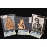 AUTOGRAPHED PHOTOS - a collection of 3 autographed photos in card frames to include Barbra