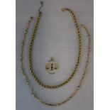 JEWELLERY - two 9ct Gold necklaces, one rope design (16g) and ball and link chain (12.