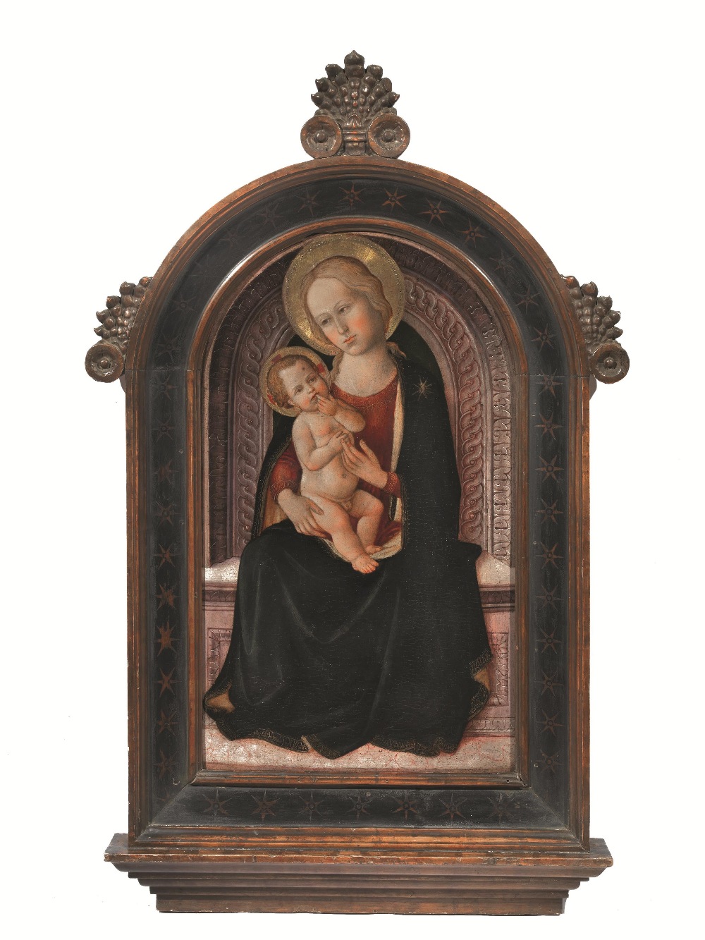 Domenico di Francesco detto di Michelino (Firenze 1417-1491) MADONNA CON BAMBINO IN TRONO tempera