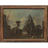 Giovanni Ghisolfi (Milano 1632-1683) PREDICA DI UNA SIBILLA TRA LE ROVINE olio su tela, cm 48x66
