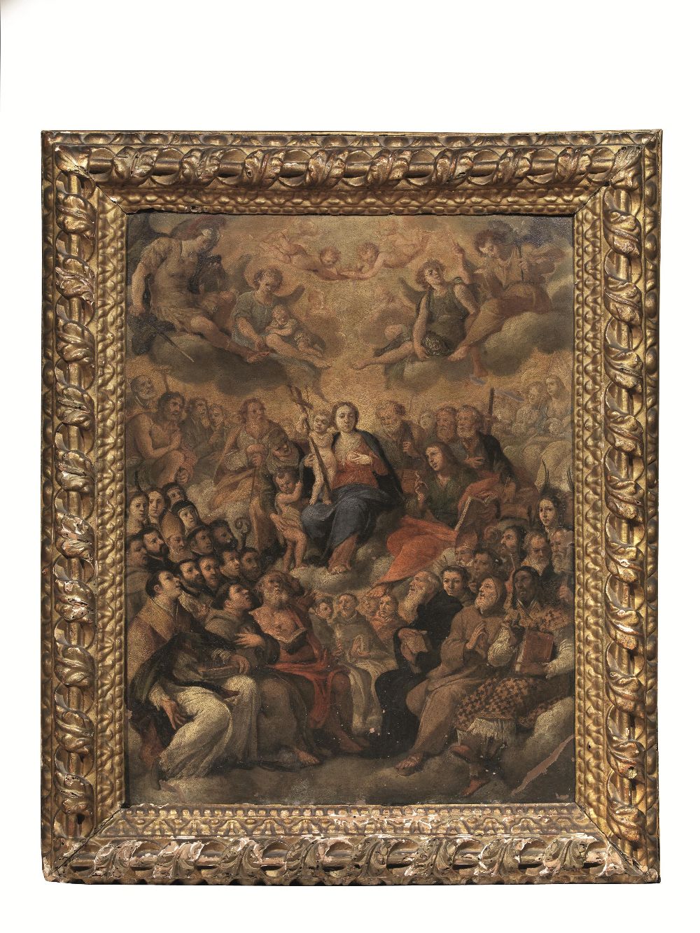 Scuola Italia centrale, prima metà  sec. XVII MADONNA IN GLORIA olio su rame, cm 58x44,5 entro