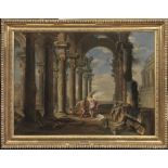 Giovanni Paolo Panini (Piacenza 1691-Roma 1765) PROSPETTIVA ARCHITETTONICA DI ROVINE CON DEDALO E