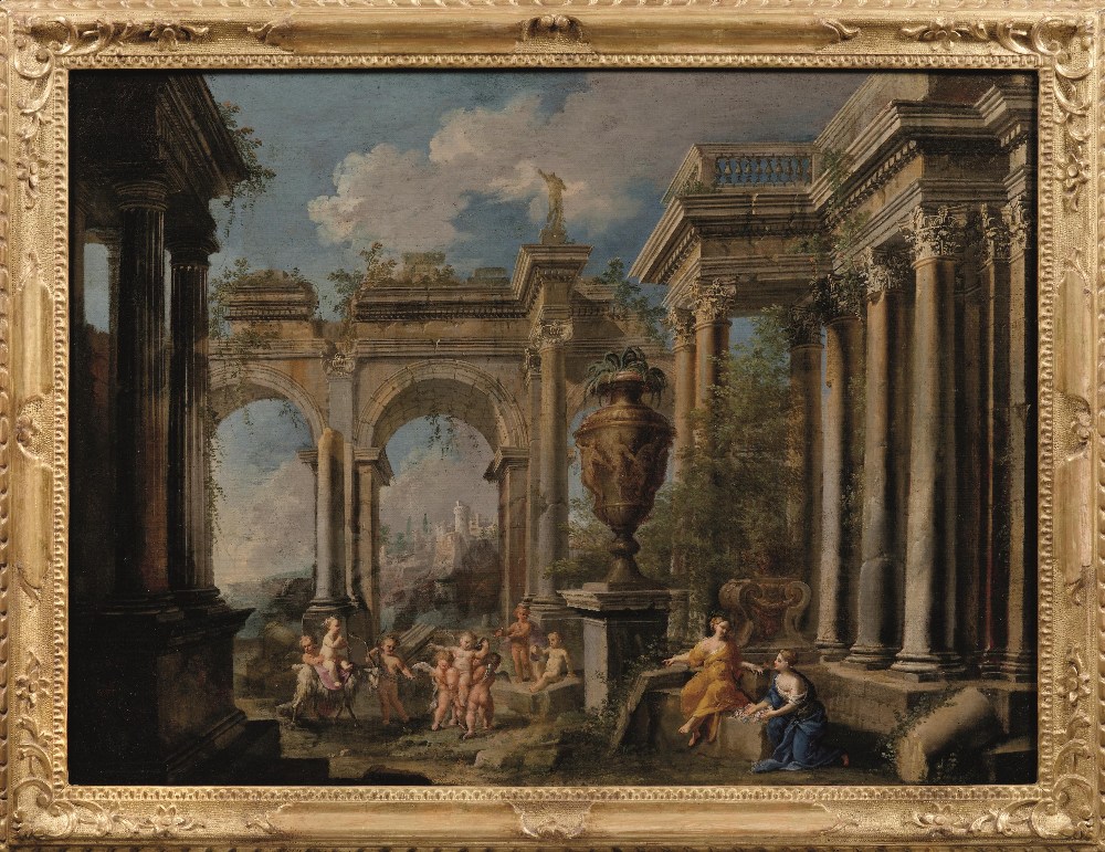 Alberto Carlieri (Roma 1672 circa-post 1720) PROSPETTIVA ARCHITETTONICA CON ROVINE ANTICHE E