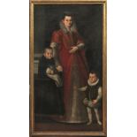 Attribuito a Tiberio Titi (Firenze 1573-1627) RITRATTO DI NOBILDONNA CON I FIGLI olio su tela, cm