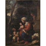 Onorio Marinari (Firenze 1627-1715) e bottega SACRA FAMIGLIA CON SAN GIOVANNINO IN UN PAESAGGIO olio