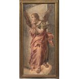 Scuola toscana, fine sec. XVI-inizi XVIIDUE ANGELI ADORANTIcoppia di dipinti ad olio su tavola, cm
