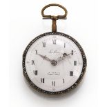 OROLOGIO DA TASCA LE ROY A PARIS, 1770 CIRCA, IN OTTONE DORATO, SMALTI E STRASSCassa in ottone con