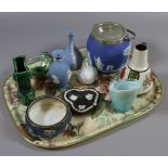 A tray of ceramics and glass to include
