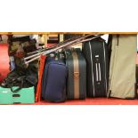 A collection of various travel luggage a