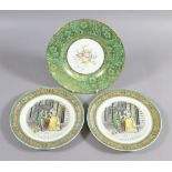 A Minton green ground cabinet plate deco