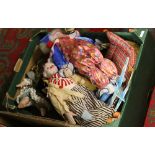 A box of assorted dolls including clowns